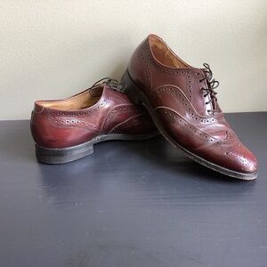 The Stafford Eyelet Oxford Wing Tip Brown Leather Casual Lace Dress Shoes Sz 9D